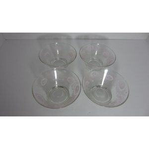 Todd Floral Etched Handpainted Depression Glass Dessert Dish Set of 4
